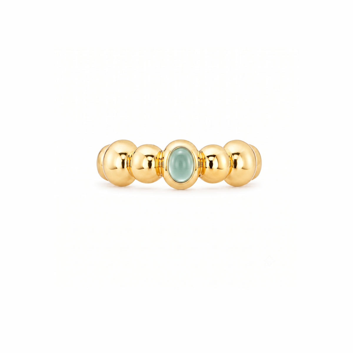 Anello Ritratto baby con calcedonio verde acqua in argento 925 placcato oro 18K – Les Lulú