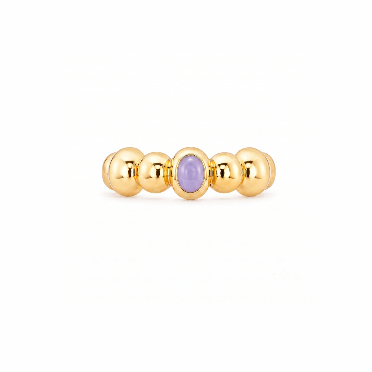 Anello Ritratto baby con giada lavanda in argento 925 placcato oro 18K – Les Lulú