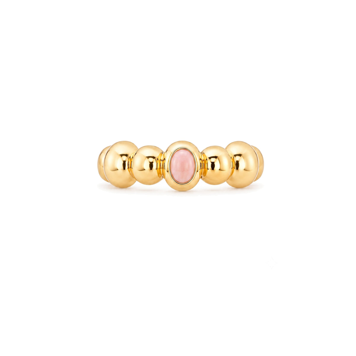 Anello Ritratto baby con opale rosa in argento 925 placcato oro 18K – vista di lato – Les Lulú