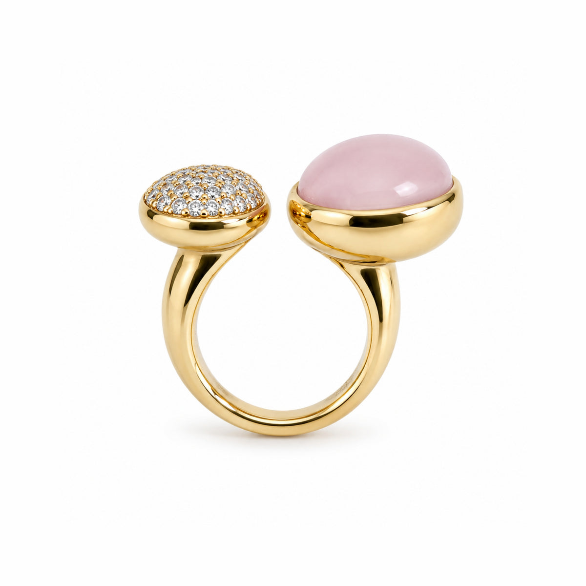 Anillo Ritratto bilogy con ópalo rosa y pavé de diamantes en plata 925 bañada en oro de 18K – Les Lulú