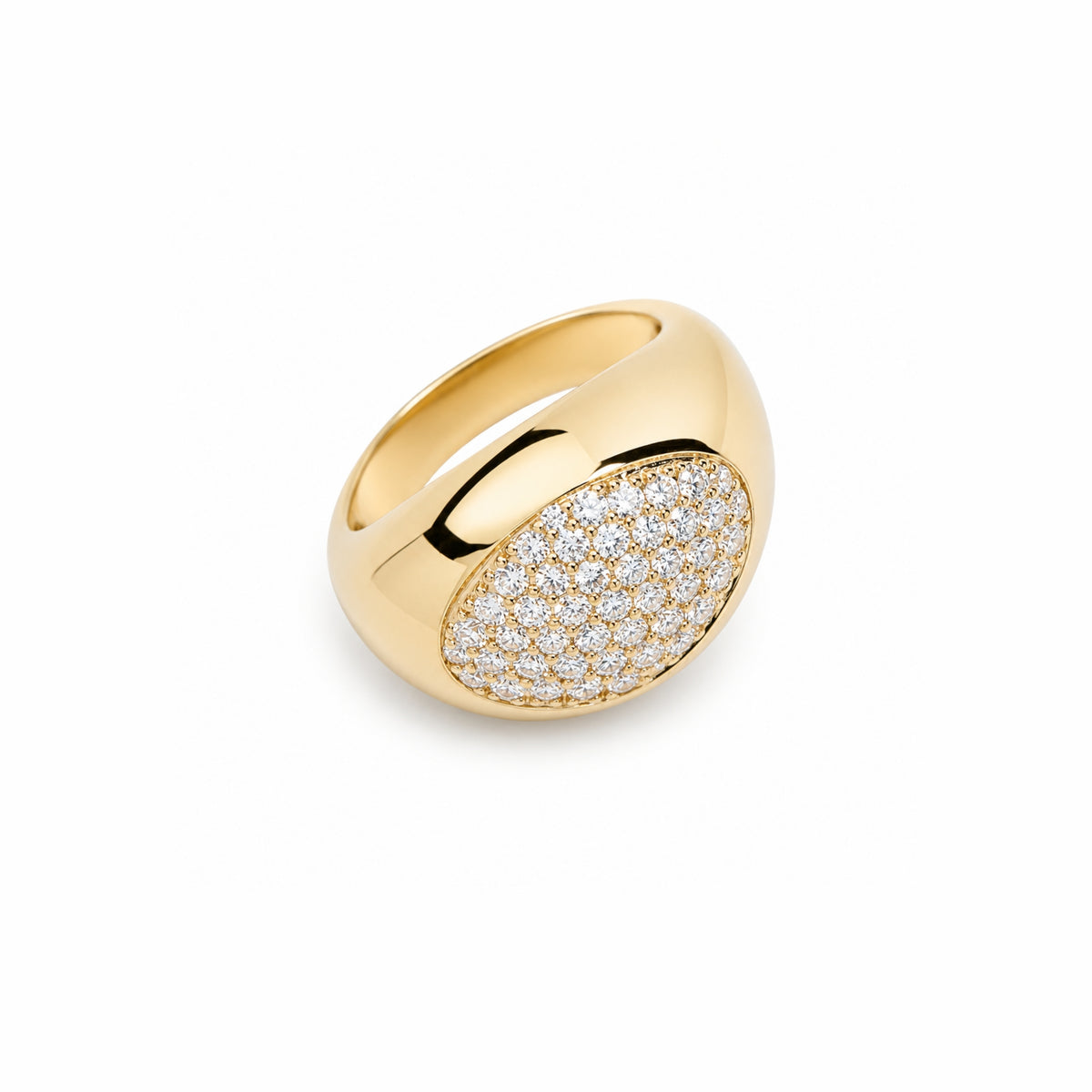 Anello Ritratto cocktail con pavé di diamanti in argento 925 placcato oro 18K – Les Lulú