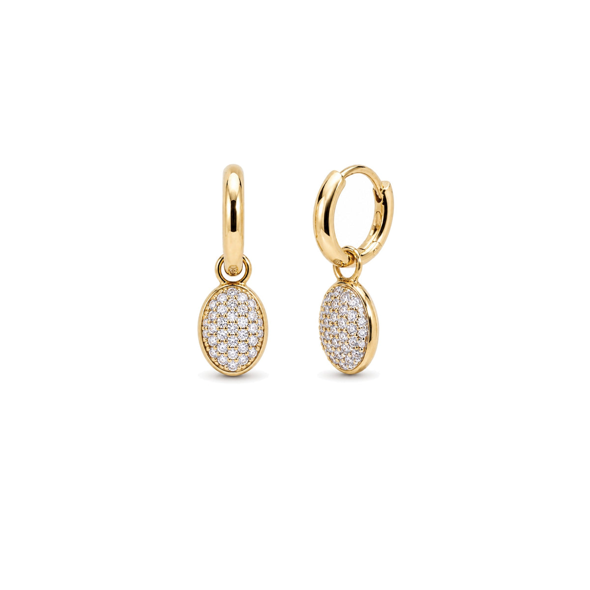 Orecchini Ritratto huggies con pavé di diamanti in argento 925 placcato oro 18K – Les Lulú