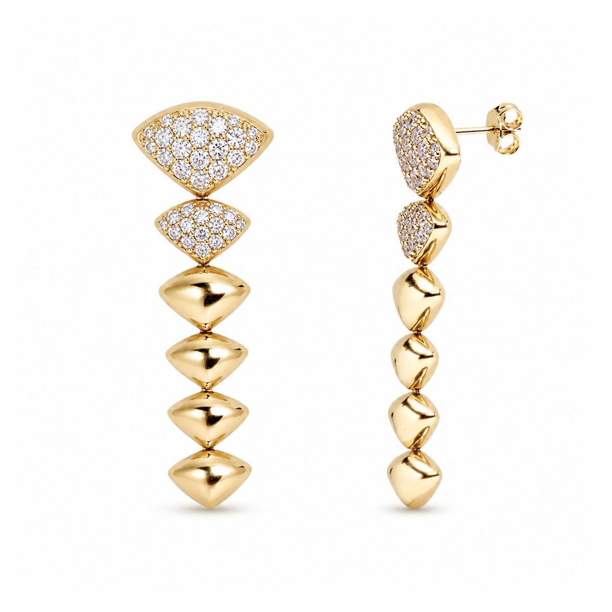 Orecchini Vela con pavé di diamanti in argento 925 placcato oro 18K – Les Lulú
