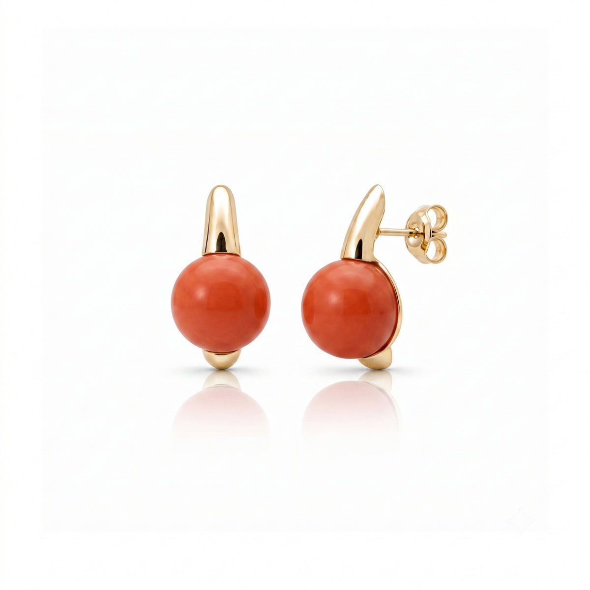 Earring Kalira with Sardinian red coral in 9K gold – Les Lulú