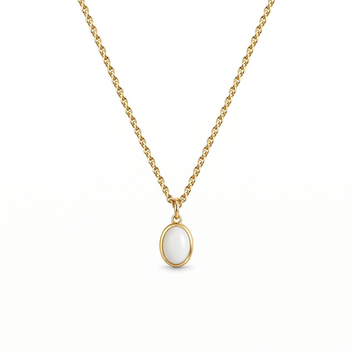 Pendente Ritratto con agata bianca in argento 925 placcato oro 18K – Les Lulú