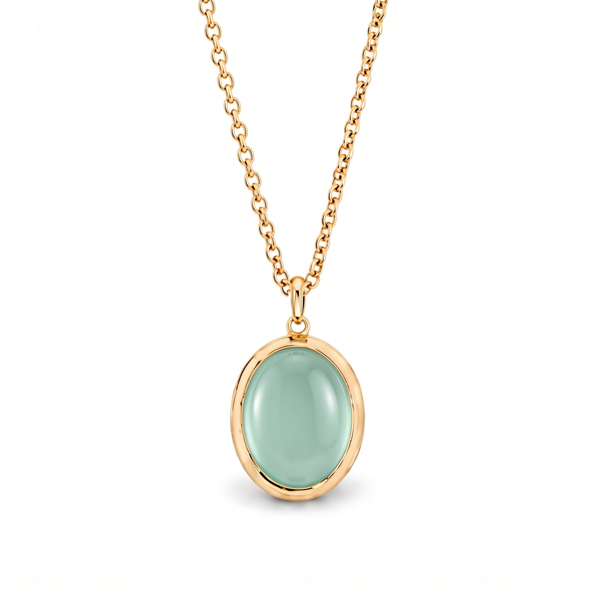 Colgante Ritratto locket con calcedonia verde agua en plata 925 bañada en oro de 18K – Les Lulú