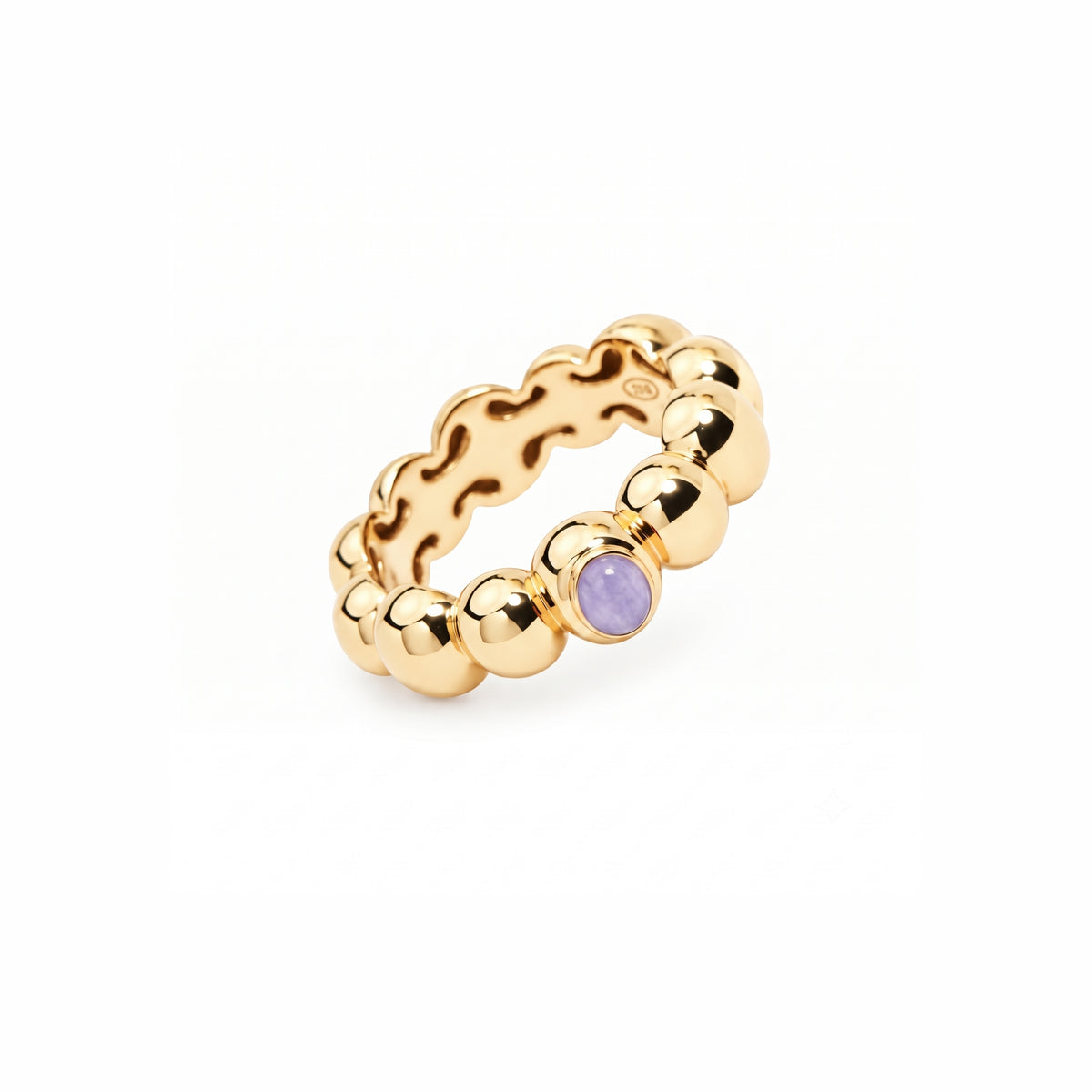 Anello Ritratto baby con giada lavanda in argento 925 placcato oro 18K – Les Lulú
