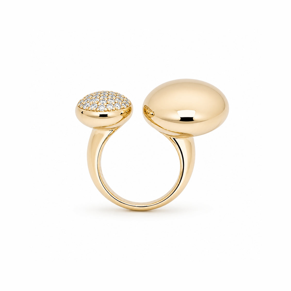 Anello Ritratto bilogy con pavé di diamanti in argento 925 placcato oro 18K – Les Lulú