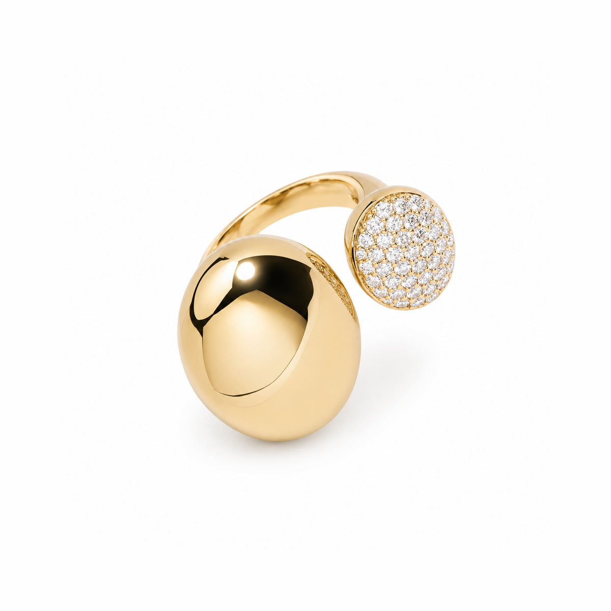 Anello Ritratto bilogy con pavé di diamanti in argento 925 placcato oro 18K – Les Lulú