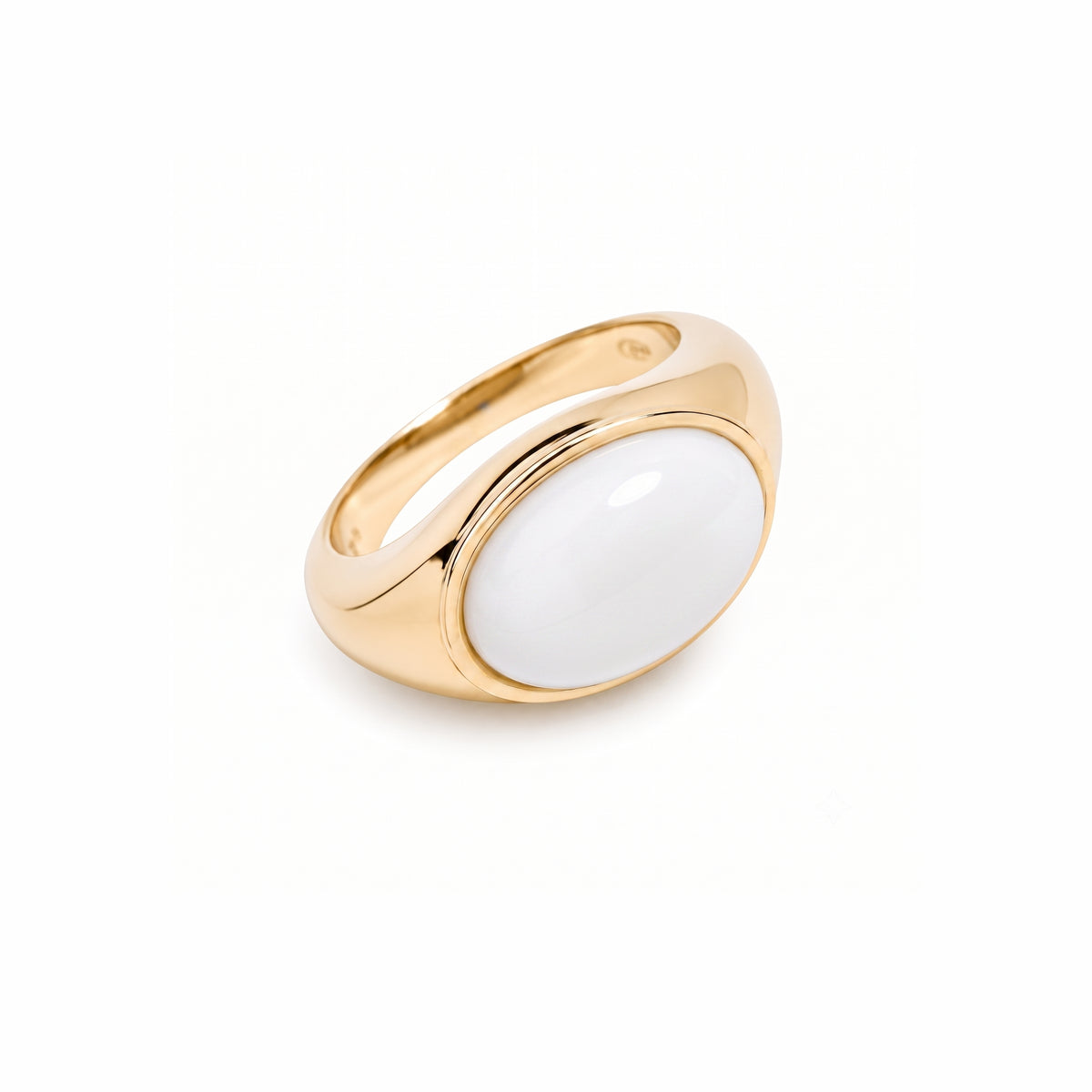 Anello Vela cocktail con agata bianca in argento 925 placcato oro 18K – Les Lulú