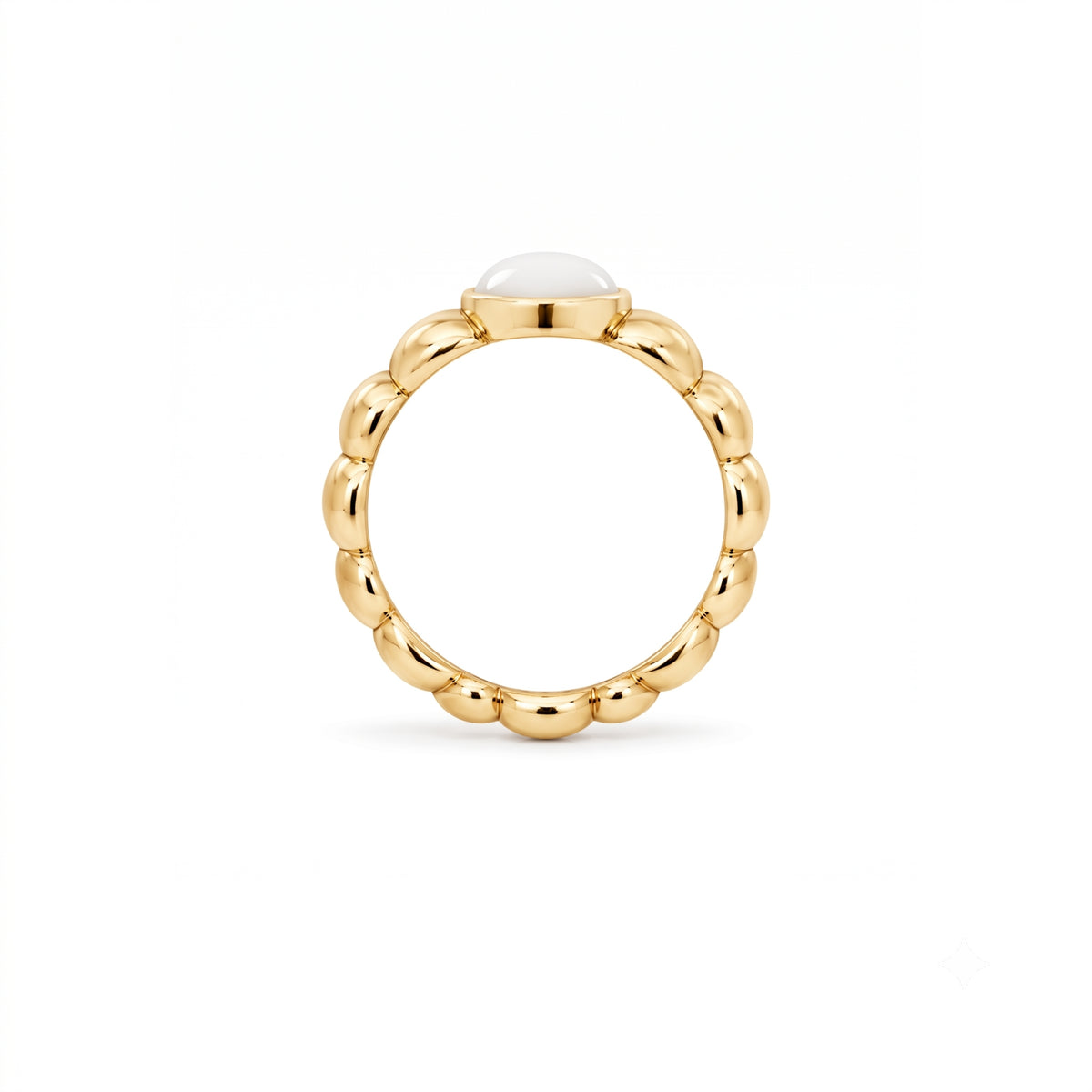Anello Vela con agata bianca in argento 925 placcato oro 18K – Les Lulú