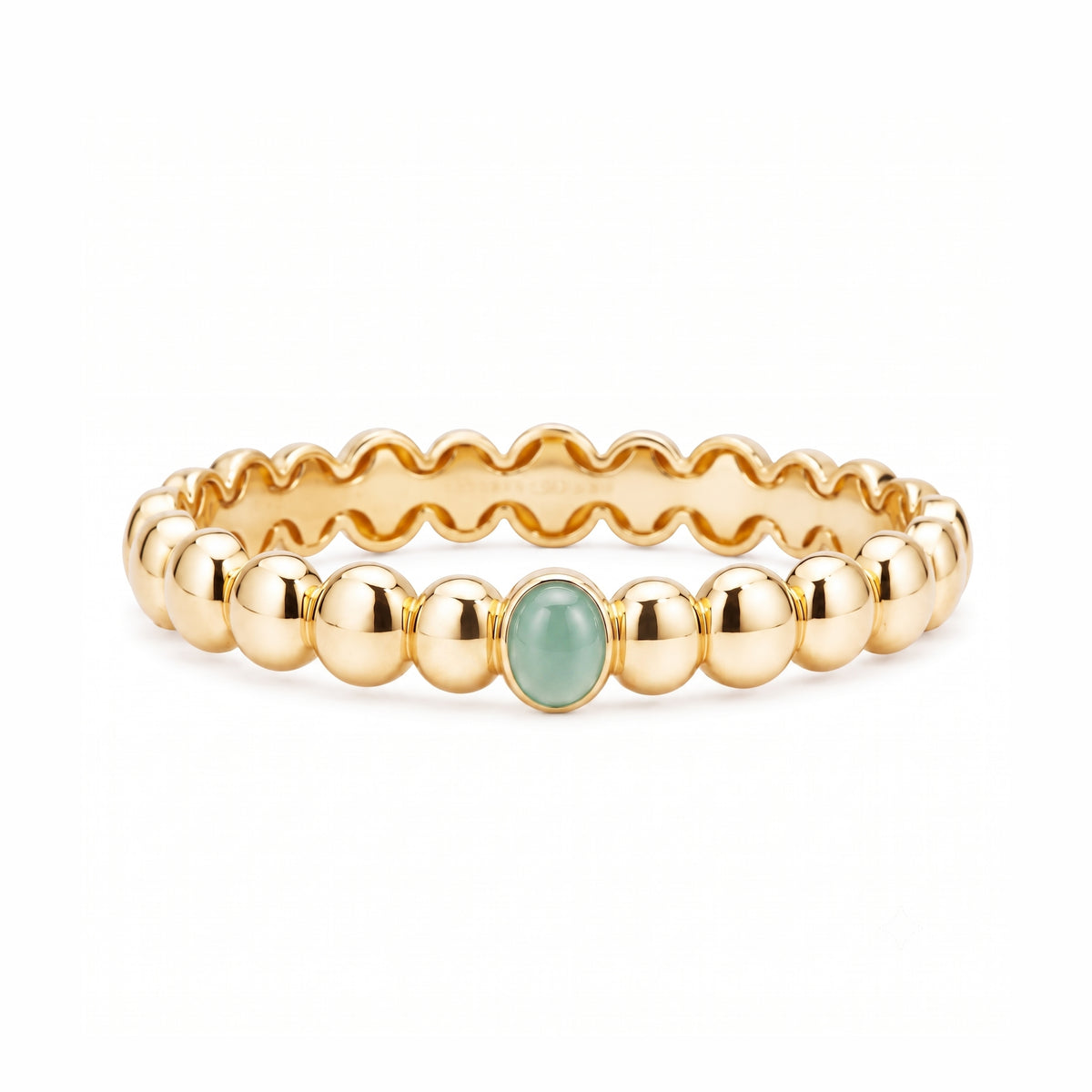 Bracciale Ritratto bangle con calcedonio verde acqua in argento 925 placcato oro 18K – Les Lulú
