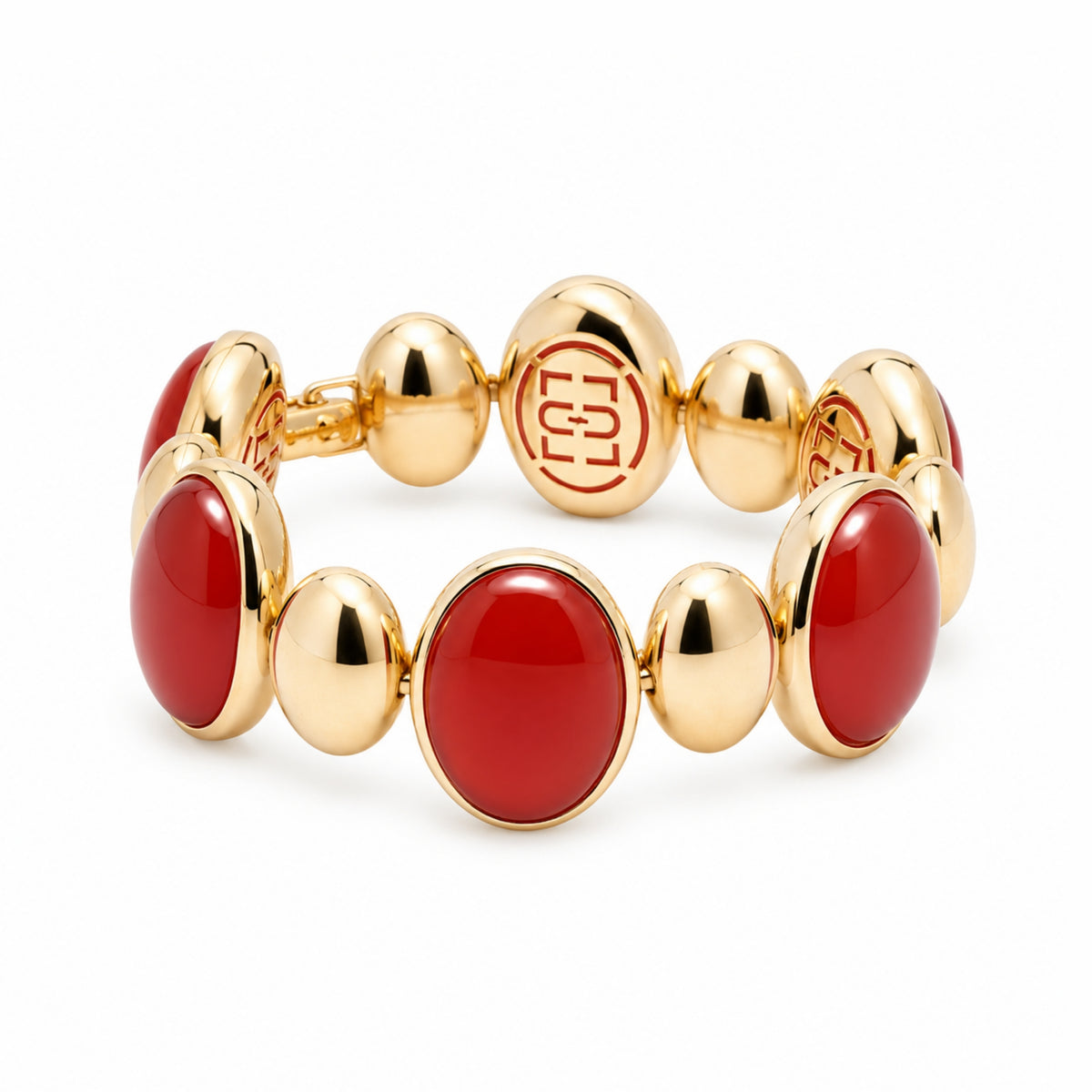 Bracciale Ritratto tennis con corniola in argento 925 placcato oro 18K – Les Lulú