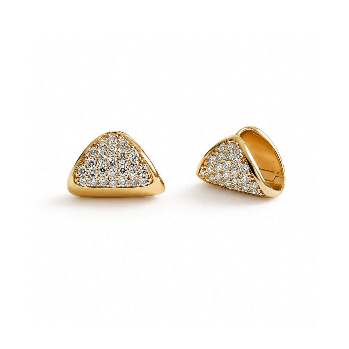 Orecchini Vela huggies con pavé di diamanti in argento 925 placcato oro 18K – Les Lulú