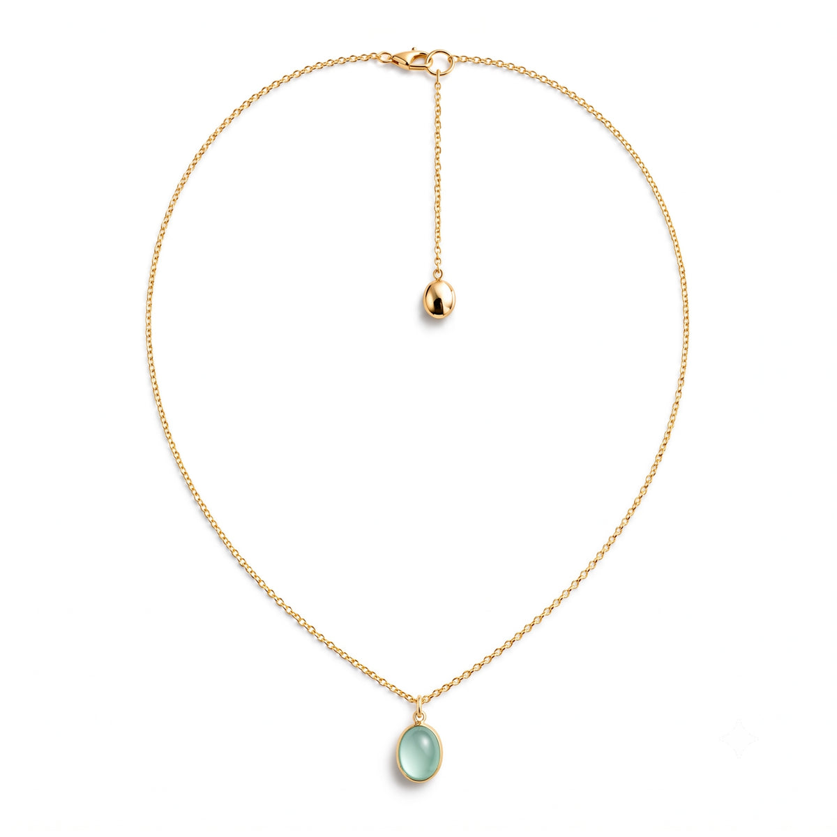 Pendente Ritratto con calcedonio verde acqua in argento 925 placcato oro 18K – Les Lulú