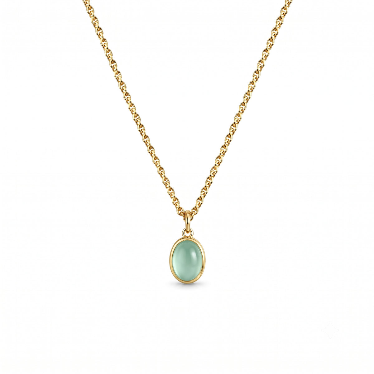 Pendente Ritratto con calcedonio verde acqua in argento 925 placcato oro 18K – Les Lulú