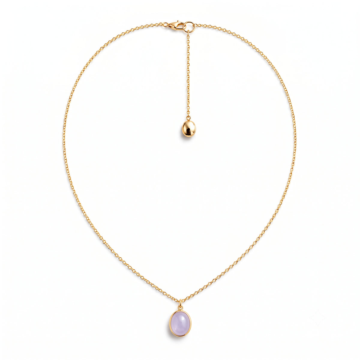 Pendente Ritratto con giada lavanda in argento 925 placcato oro 18K – Les Lulú