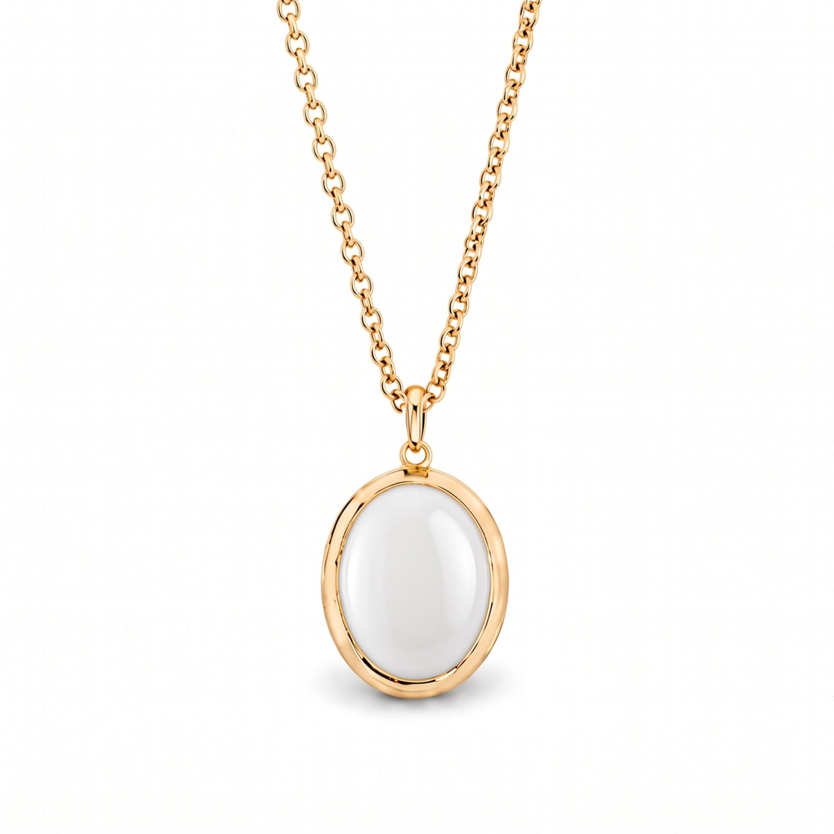 Wisiorek Ritratto locket z białym agatem ze srebra 925 pokrytego złotem 18K – Les Lulú